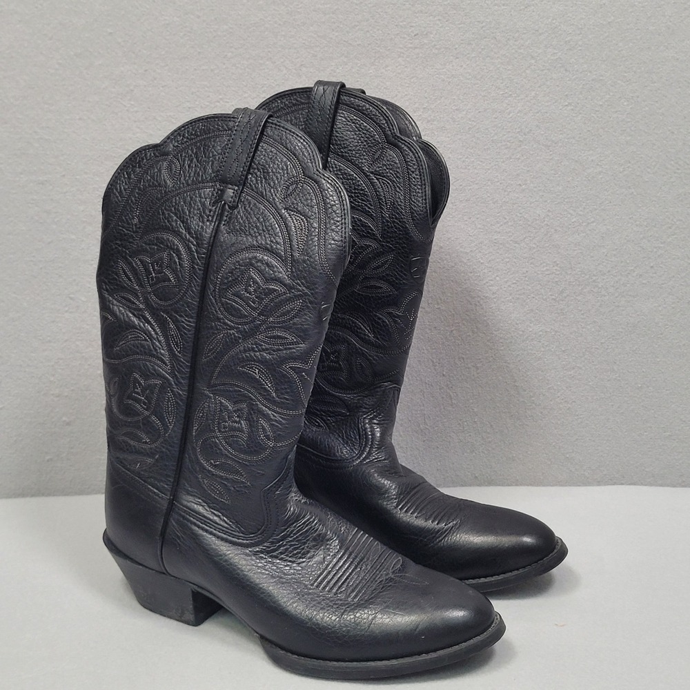 Ariat Heritage Western R Toe Boots Black Leather 10001037 Womens Size 8.5 C